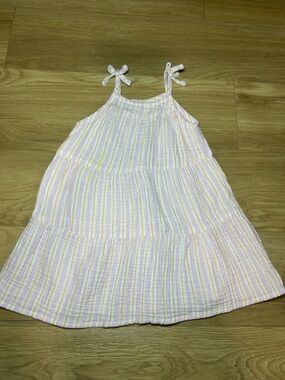 Cat & Jack Girls' Pastel Stripe Tiered Sundress - Pink, Yellow, Green